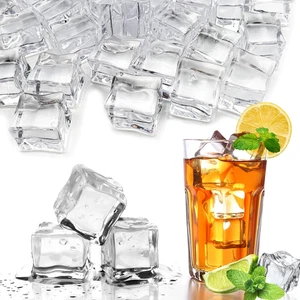 Fake Ice Cubes, 50 Pcs 1" Artificial Plastic Ice Cube, 25 Mm Acrylic Crystal Dia - Picture 1 of 12