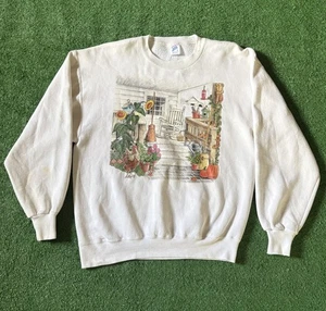 Vintage Jerzees Crewneck Sweatshirt Damen Large Herbst Oma 90er Blumen ländlich - Bild 1 von 7