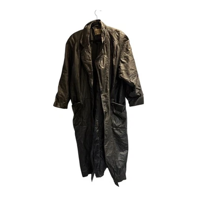 Gabardina Brandon Thomas grande adulto cuero negro manga larga muescas para mujer Foto 1 de 4