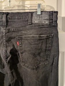 Levi's 511 38x32 schwarze Slim Fit Jeans Stretch sitzt unterhalb der Taille - Bild 1 von 14