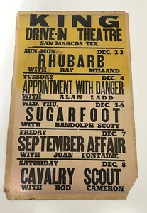 KING DRIVE-IN THEATRE San Marcos Texas Weekly Promo Movie Handbill Vintage Rare - Picture 1 of 10