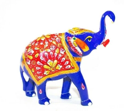 Arte de pintura hecho a mano de metal Meenakari elefante estatua escultura decoración del hogar regalo Foto 1 de 4
