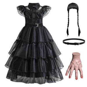Cosplay Addams Family Wednesday Party Halloween Dress Kids Book Week Costume new - Picture 1 of 24
