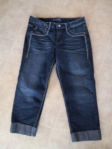 Fade to Blue Capri Jeans Womens Missy 8 Blue Cuffed - Picture 1 of 3