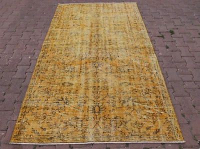Anatolian Handwoven Area Rug Vintage Overdyed Sparta Traditional Carpet 5x8 ft - Image 1 of 4