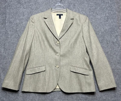 Blazer Lands End Mujer 16 Gris Marfil Lana Cachemira Tweed Clásico Carrera Atemporal Foto 1 de 4