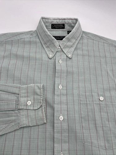 Camicia Christian Dior vintage uomo 15 5 32 33 verde più cotone de made in USA