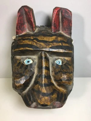  Máscara de safari 3D cabeza de tigre león estilo africano madera tallada arte hecho a mano cara  Foto 1 de 4