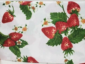 Textured Printed Fabric Tablecloth 60"Round(4-6 ppl)FRUITS,SWEET STRAWBERRIES,BM