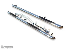 Side Bars + 3 Step Pads - Tapered Ends To Fit Iveco Daily 2014+ SWB Stainless - Picture 1 of 3