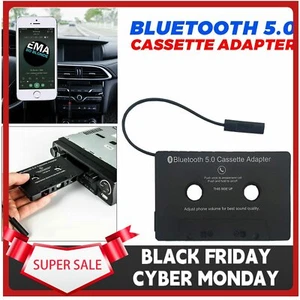 1X Bluetooth 5.0 Car Audio Stereo Sound Cassette Tape Adapter MP3 Hands-Free Aux - Picture 1 of 9