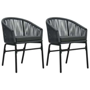 NNEVL Garden Chairs 2 pcs Anthracite PVC Rattan - Picture 1 of 9