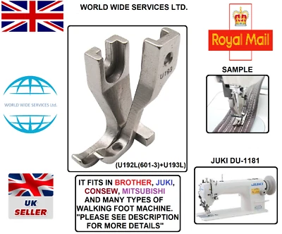 SINGLE LEFT TOE ZIPPER FOOT (U192L(601-3)+U193L) FOR JUKI DU-1181 WALKING FOOT - Image 1 of 4