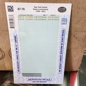 New York Central Railroad Steam Locomotives 1900-57  Microscale Decal 87-78 - Picture 1 of 3