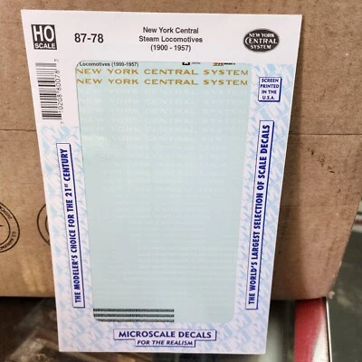 New York Central Railroad Steam Locomotives 1900-57  Microscale Decal 87-78 - Image 1 of 3