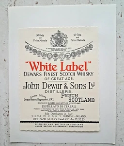 Original Vintage White Label Finest Scotch Whisky Sammleretikett - Bild 1 von 1