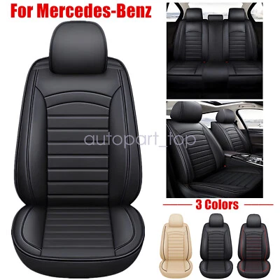 For Mercedes-Benz Car Seat Cover 5-Sits Front+Rear Full Set Faux Leather Cushion - Image 1 of 4