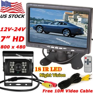 7" LCD Vehicle Parking Rear View HD Monitor + RV Truck Trailer Backup Camera - Picture 1 of 12