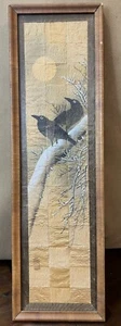 Japanische gewebte Gold Krepp Papier Malerei - Vintage Kunst - Bild 1 von 3
