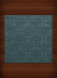 Blue Transitional Hand Hooked Loops Rounded Squares Area Rug Geometric DV7 - Picture 1 of 12
