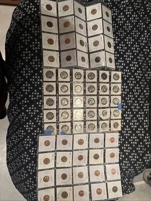 1922 D Unc Rb, Unc Wheat Cents Collection Plus Us Nickel Proofs 1955 -1984 - Image 1 of 4