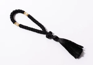 33 knots Black Komboskini gold lined bead Orthodox Prayer Rope Easter gift Jesus - Picture 1 of 6