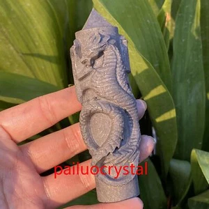 Natural Domestic secondary graphite Obelisk Quartz Crystal Dragon Point Gem 1PC - Imagen 1 de 9