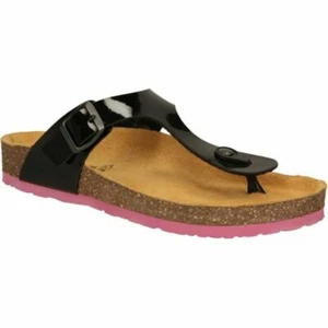 Tamaris Damen-Riemensandalen schwarz & pink Lack Strand Pool Flip-Flop Zehensteg - Bild 1 von 5