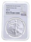 MS70 2008 W BURNISHED SILVER EAGLE NGC CLASSIC BROWN LABEL *0024