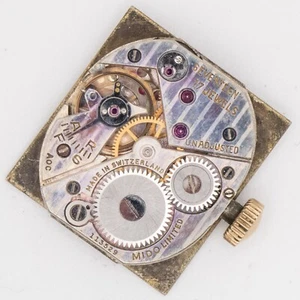 Vintage Mido 21,2 x 18,5 x 5 mm 17-Jewel Armbanduhrwerk, läuft & hält die Zeit - Bild 1 von 4