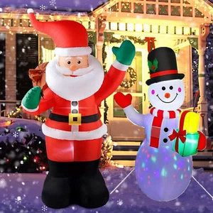 Christmas Inflatable Santa Claus/ Snowman Blow up Light up Xmas Outdoor Decor - Picture 1 of 37
