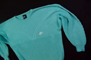 NIKE Vintage Strick Pullover Sweater Jumper Sweatshirt Blue Label 80s 80er L - Bild 1 von 8