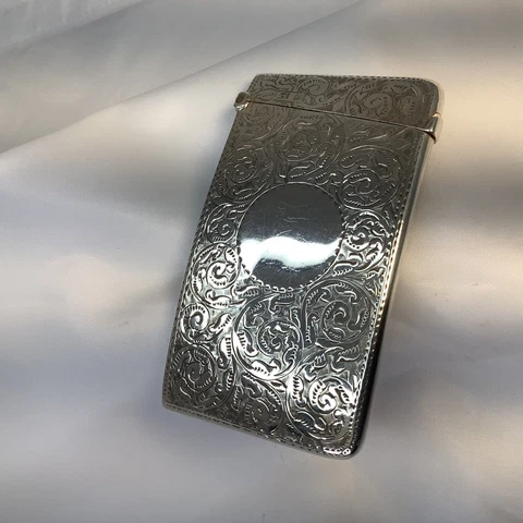 ANTIQUE FINE HM SILVER/GILT EDWARDIAN ‘WILLIAM NEAL’ CALLING CARD CASE 1898 Cover