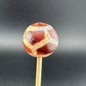 Rare Vintage Himlayan tibetan Dzi Agate Bead Football Shape Amulet - Picture 1 of 11