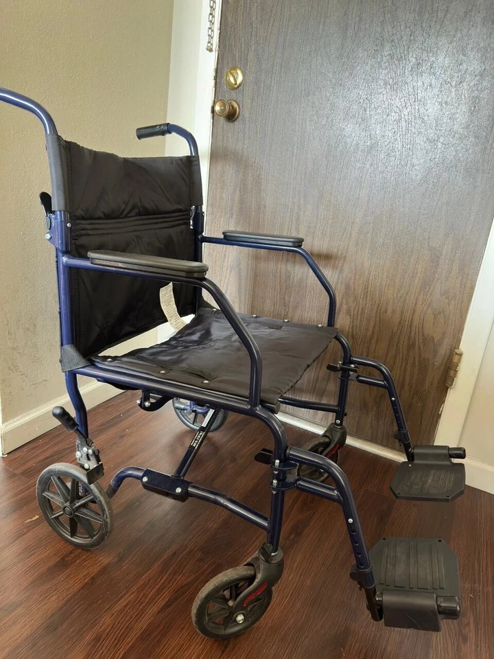 Carex Transport Wheel Chair with foot rests-Used-supports upto 300 lbs   - Image 1 of 3