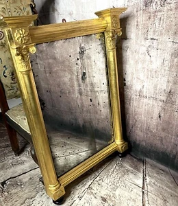 Antique Regency Gilt Wood Pier Frosted Overmantel Mirror , c1820, Free Del Uk - Picture 1 of 6