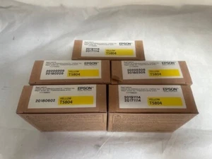 LOT OF 5x Genuine Epson T5804 Yellow Ink Cartridge T580400 Sc pro3800 3880 - Picture 1 of 3