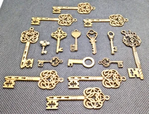 Lote de 16 Llaves Color Cobre Varios Estilos FlatBacks Diseños Decorativos Joyería - Imagen 1 de 15