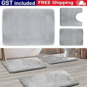 3Pcs Bathroom Floor Mat Set Anti Slip Toilet Rugs Carpet Memory Foam Dry Quickly - Picture 1 of 13