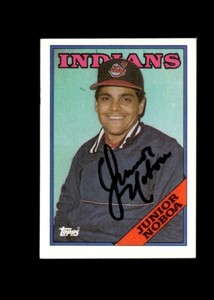 Junior Noboa 1988 Topps Indians authentic autographed card