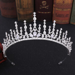 5.8cm Tall CZ Crystal Tiara Crown Wedding Bridal Queen  Princess Prom 2 Colours