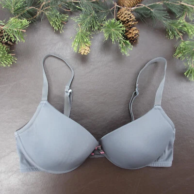 Sujetador Xhilaration 36D Gris Con Aros Acolchado Cierre Ajustable Espalda Foto 1 de 4