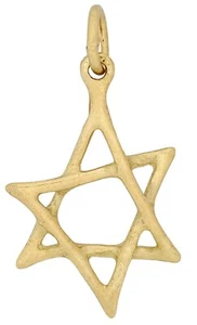 14K Gold Davidstern Anhänger asymmetrische Form 0,68g - 22mm x 14mm #76 - Bild 1 von 1