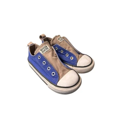 匡威 Converse Chuck All Star 学步儿童低帮运动鞋蓝色和灰色 8 码 — 第 1/4 张图片