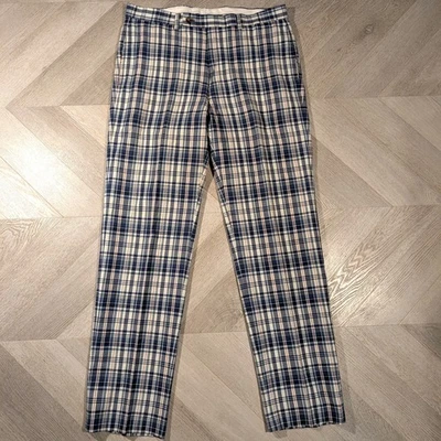 Lauren Ralph Lauren Blue Plaid Madras Pants Men's Size 34x34 Cotton Lightweight - Image 1 of 4