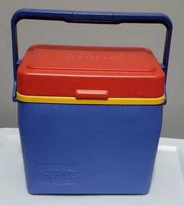 Vintage Retro Thermoskanne Kühlbox 90er Farbblock Pastell Rot Gelb Blau 8 qt 7708 - Bild 1 von 7