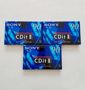 3 x Sony CDit II 90 Minute Blank Type 2 Chrome Audio Cassette Tape New & Sealed - Picture 1 of 6