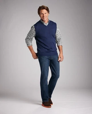 Cutter & Buck Douglas Mens V-neck Vest Size Medium Navy.  100% COTTON. (MI Logo) - Image 1 of 4