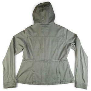 Aeropostale Junior Girls Utility Jacket Size L Army Green Hooded Zip Drawstring - Picture 1 of 14