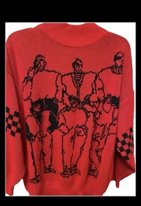 Vintage 80er Herren Pullover Midnight Blues New Wave Punk Retro Rot » - Bild 1 von 6